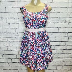 Suno Womens Multicolor Floral Print Sleeveless Fit And Flare Dress Size 4